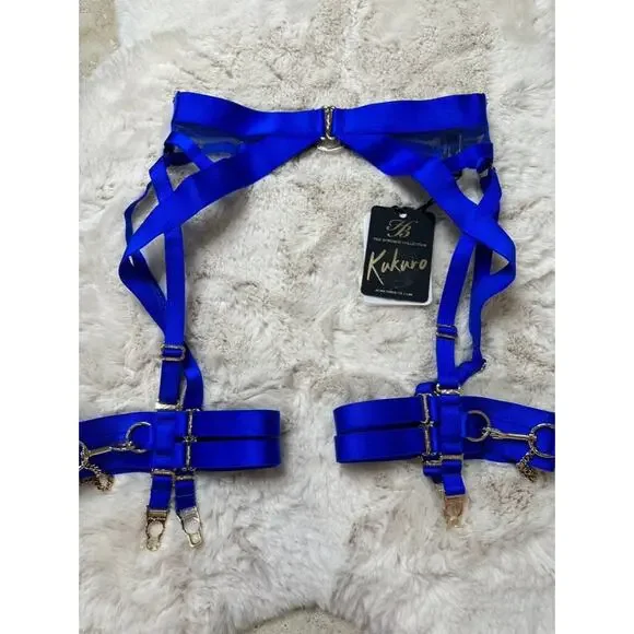 Honey Birdette KUKURO💙 Electric Blue Bondage Garter Suspender Belt XXS - Picture 2 of 3